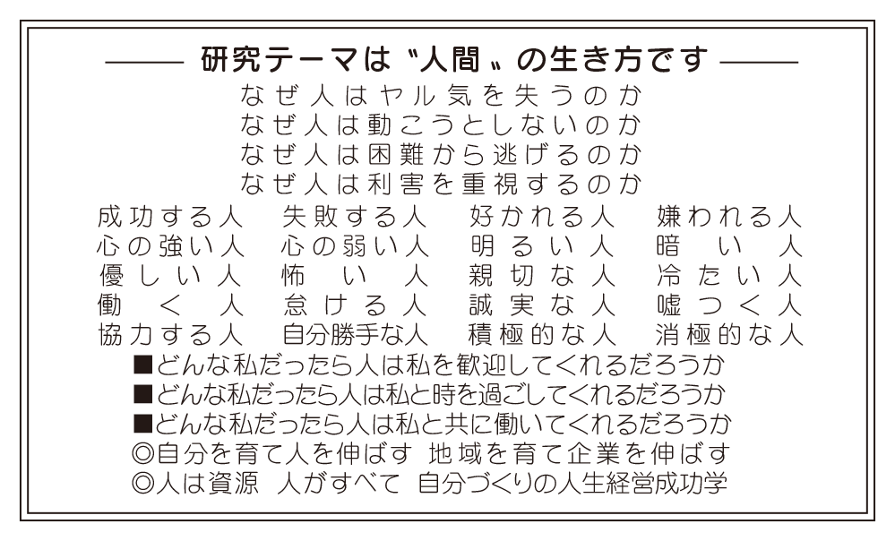 研究テーマ　人間の生き方